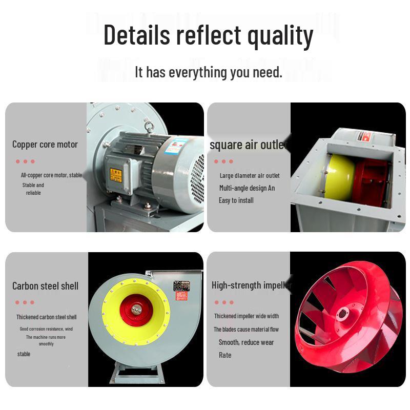 4-72 Industrial High-Power Centrifugal Fan for Exhaust, Dust Removal, and Smoke Extraction.