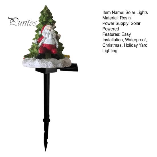 Holiday Yard Lighting for Winter Christmas Solar Garden Light, Santa Tree Resin Stake Decor with Decorative Lights Courtyard Warm Glow, Waterproof