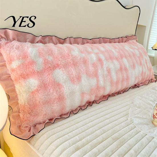 Luxury Decorative Sofa Cushion Covers Fluffy Body Pillow Cover, Faux Rabbit Fur Bed Cover with Zipper, Ruffle Hidden Zipper Trim, Plush Bubble
