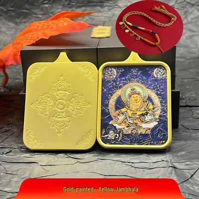 Tibetan Ethnic Yellow Thangka Titanium Steel Pendant