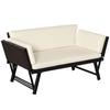 2-Seater 2-in-1 Rattan Convertible Sofa Daybed Brown