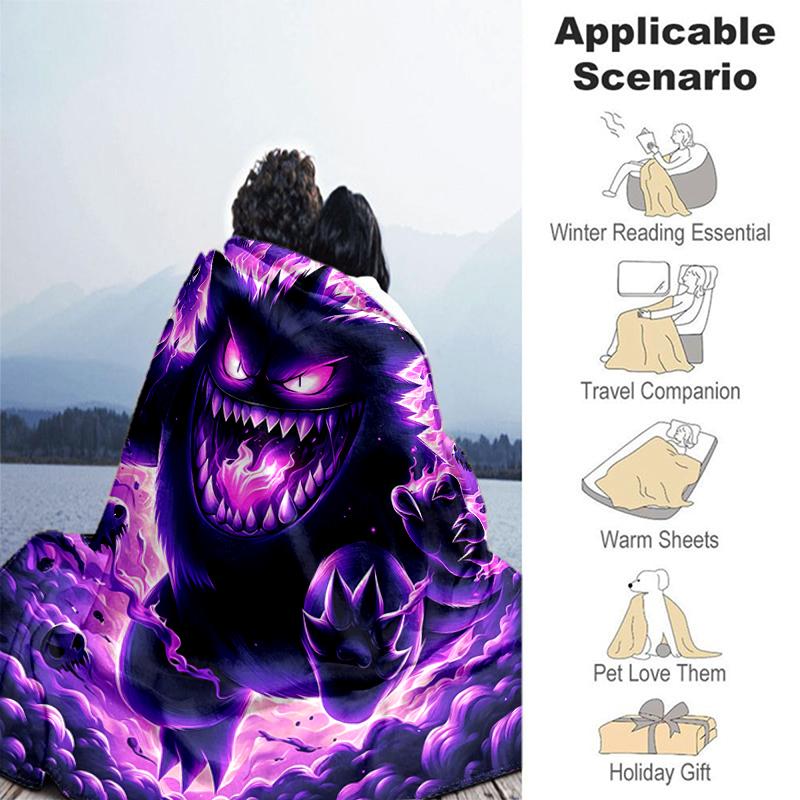 1pc Blanket Pokémon Characters Print Design, Lightweight Blanket for Sofa, Bed- Soft &Warm, Gift for All Seasons Like Christmas, Halloween