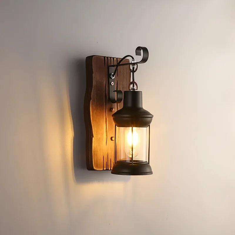 

Wooden Wall Lamp for Living Room Wood LED Sconces Cafe Bar Bedroom Bedside Industrial Style Home Decor Wall Light Fixtures