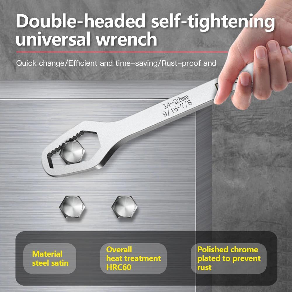 Multi-functional torque wrench, self-tightening glass wrench hand plate, double-ended wrench, auto workshop maintenance tool