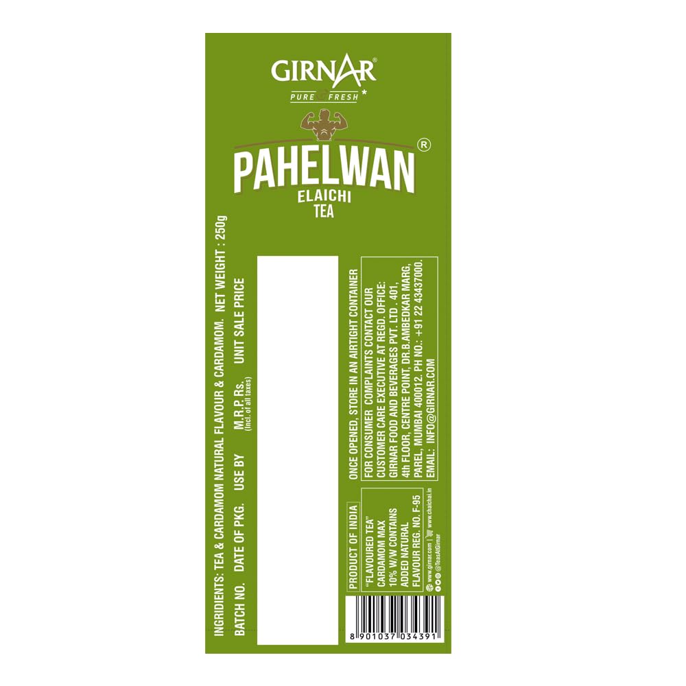 Girnar Pahelwan Elaichi Chai Sypaný CTC čaj s kardamomem Přírodní příchuť 250g Balení 1 ks