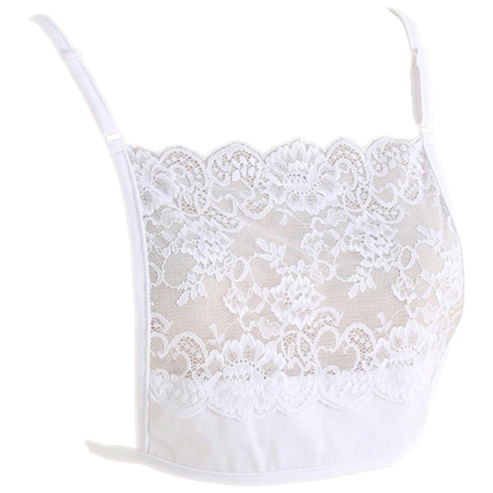 Perfect Match Women Lace Camisole Bras Wrapped Chest Strapless Adjustable Chest Cleavage Cover Wrap Anti-Light Faux Collar Costume Accessories One Size