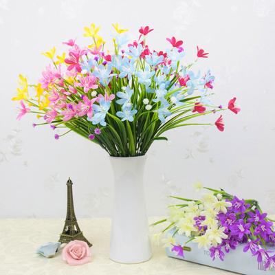 Künstlicher Orchideenblütenzweig mit Stiel 7 Gabeln Zuhause Hochzeit Party Faux