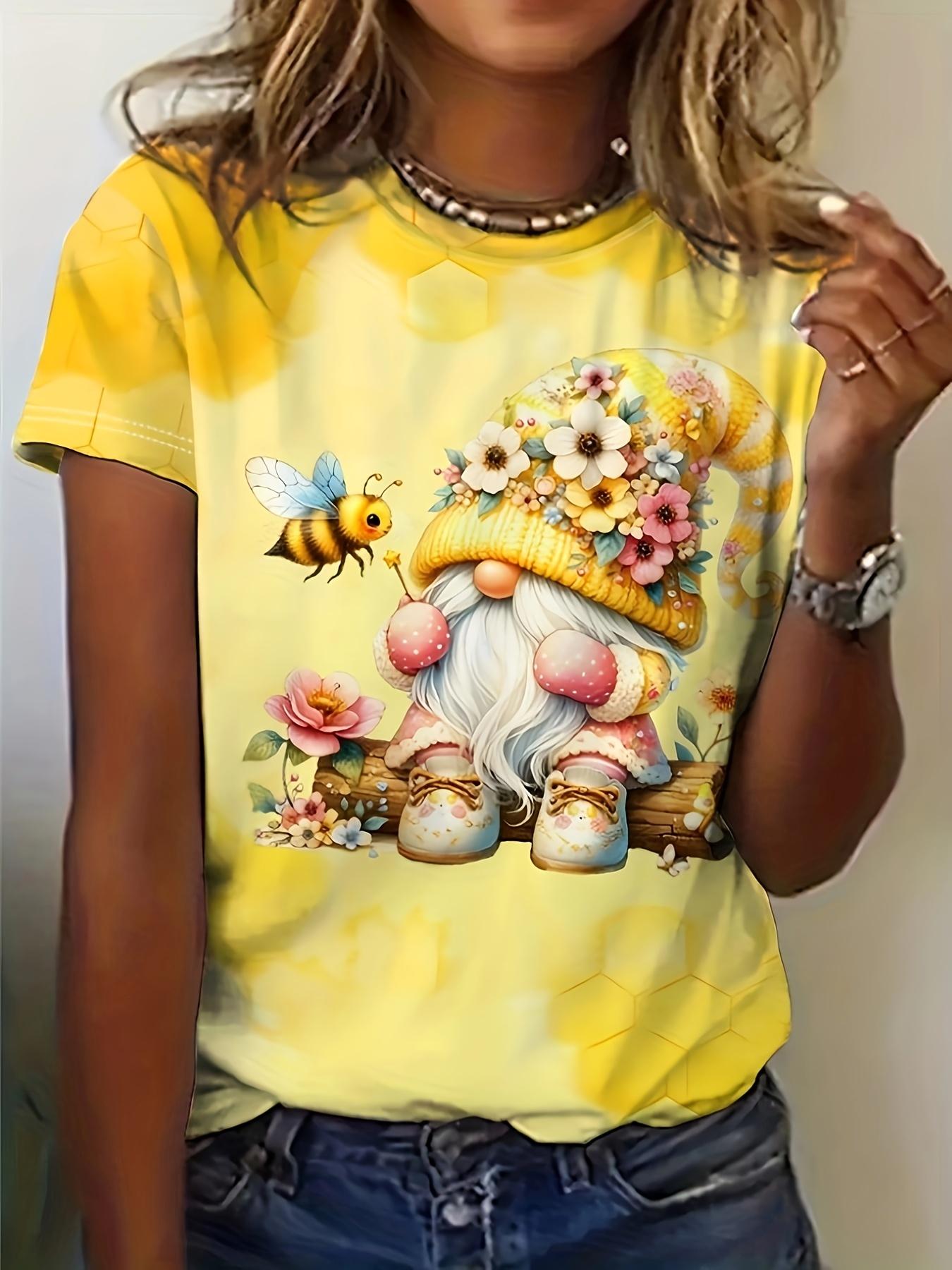 [Stretch Comfort] Women s SpringSummer Yellow Graphic T-Sh S дубильная кора