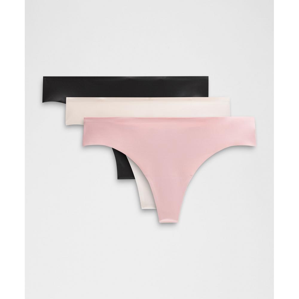 

Lululemon Invisiwear Mid Rise Thong Underwear 3 Pack Pink Haze Light Ivory Black XXL