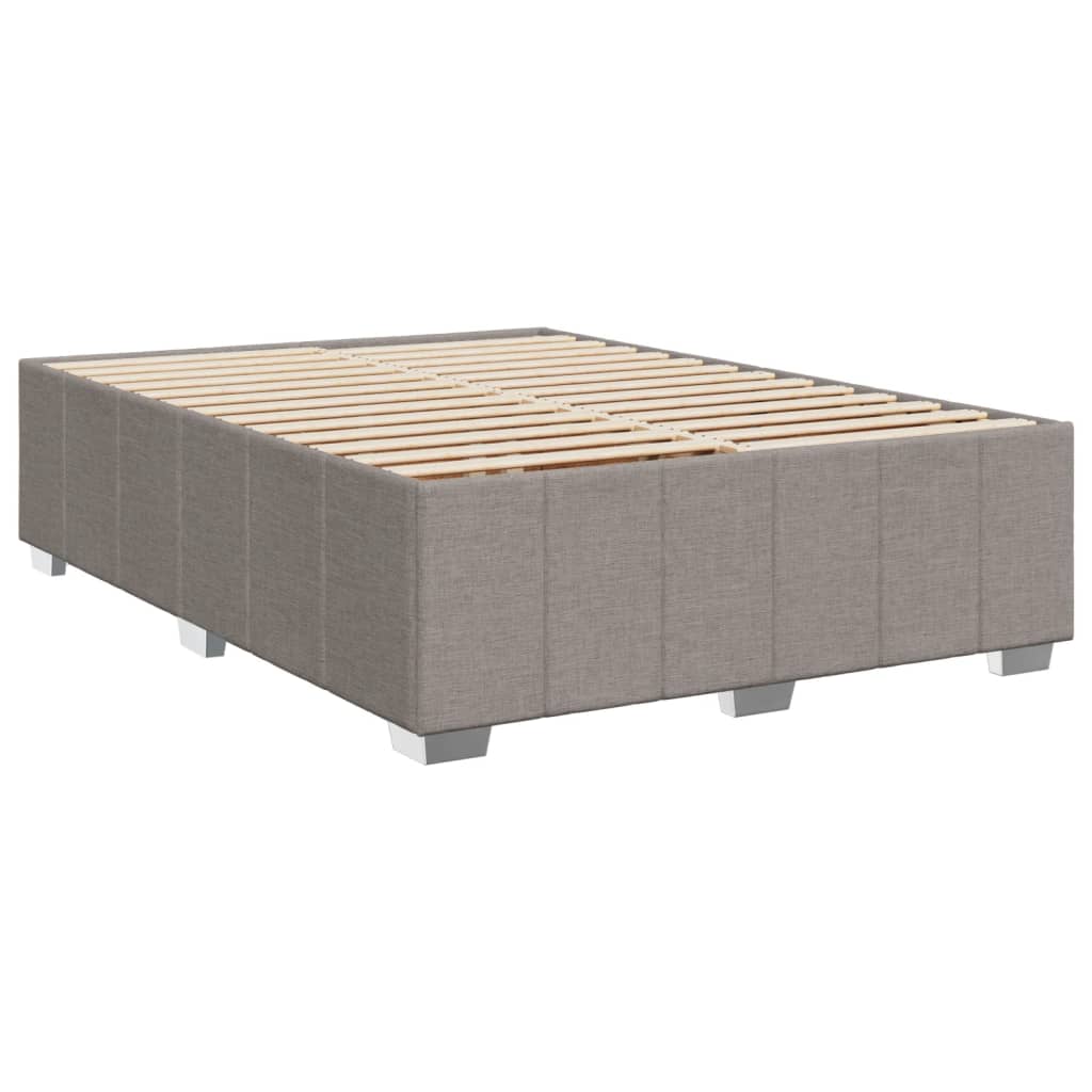 Vidaxl Łóżko Kontynentalne Z Materacem, Taupe, Tkanina, 140X190 Cm
