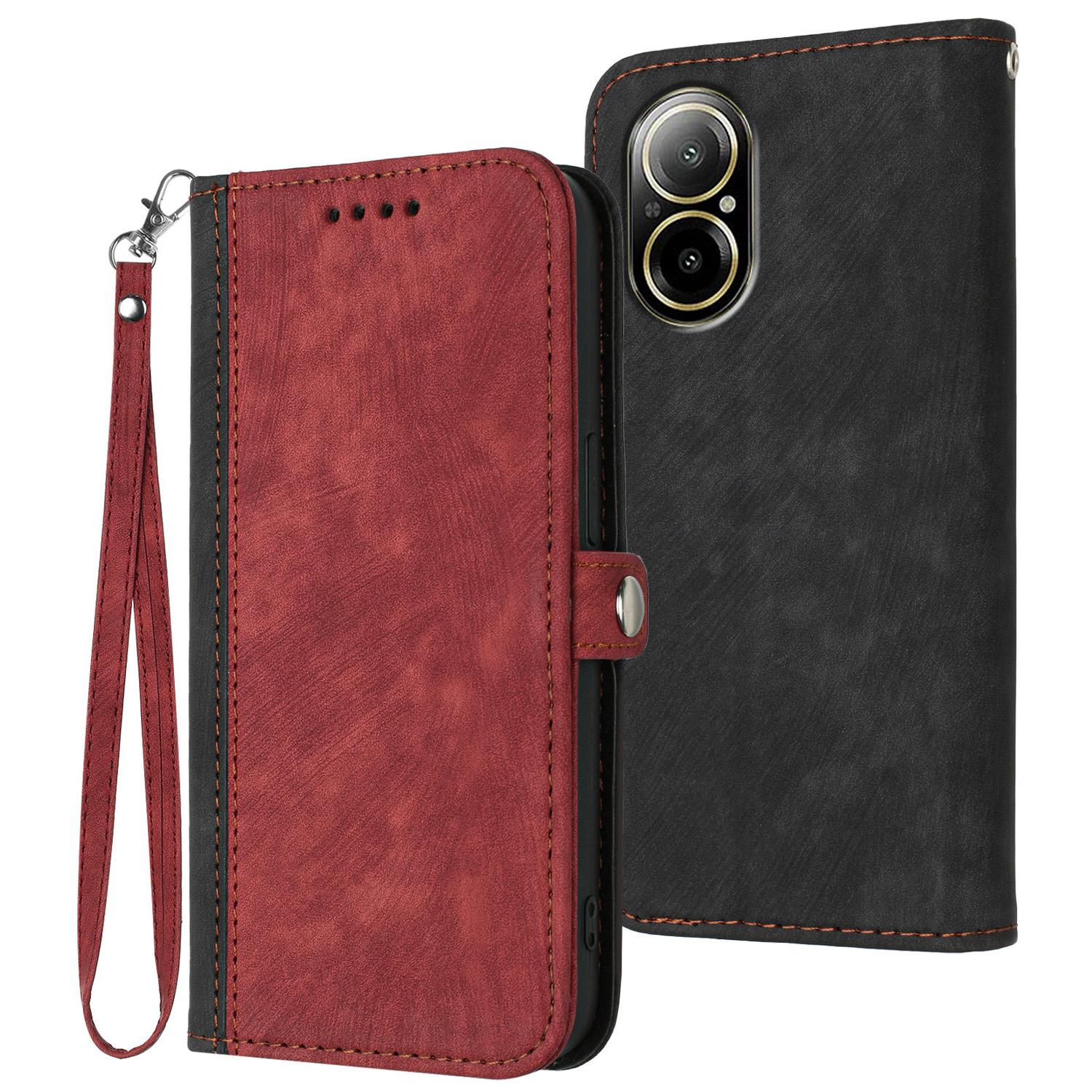 

YX0020 For Realme C67 4G Case Wallet Skin-Touch PU Leather Stand Phone Cover Red