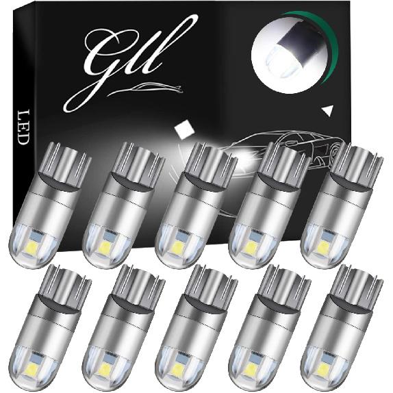 

GLL 194 T10 Bulbs Super Bright Light Led 2825 W5W 175 168 Bulb for Car Interior Dome Map Door Dashboard Trunk Courtesy License Plate Lights White (10 білий