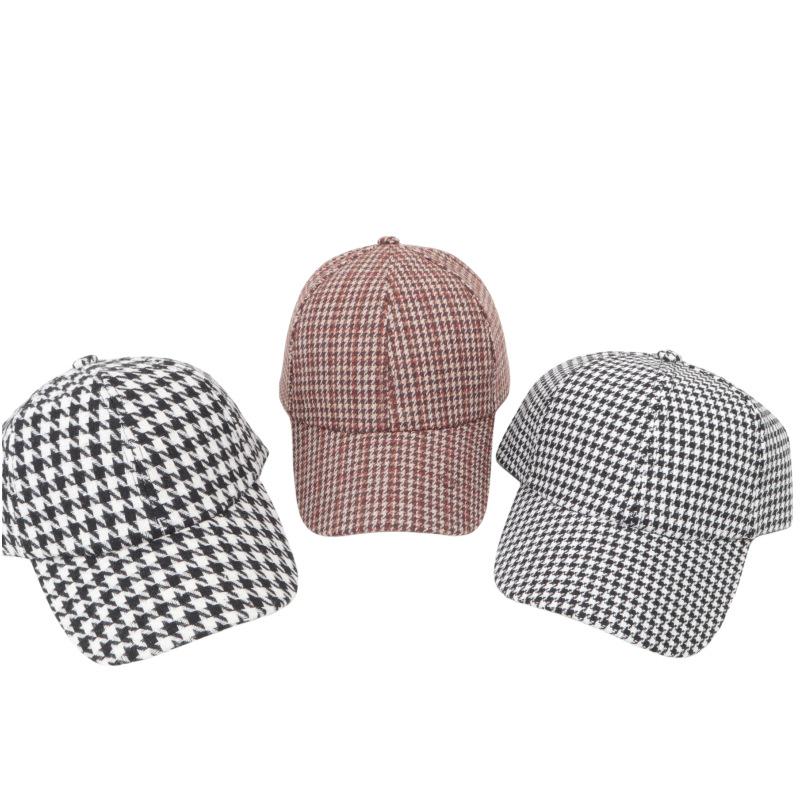 Korean Style Houndstooth Duckbill Cap - Trendy Spring/Summer Plaid Sun Hat for Women