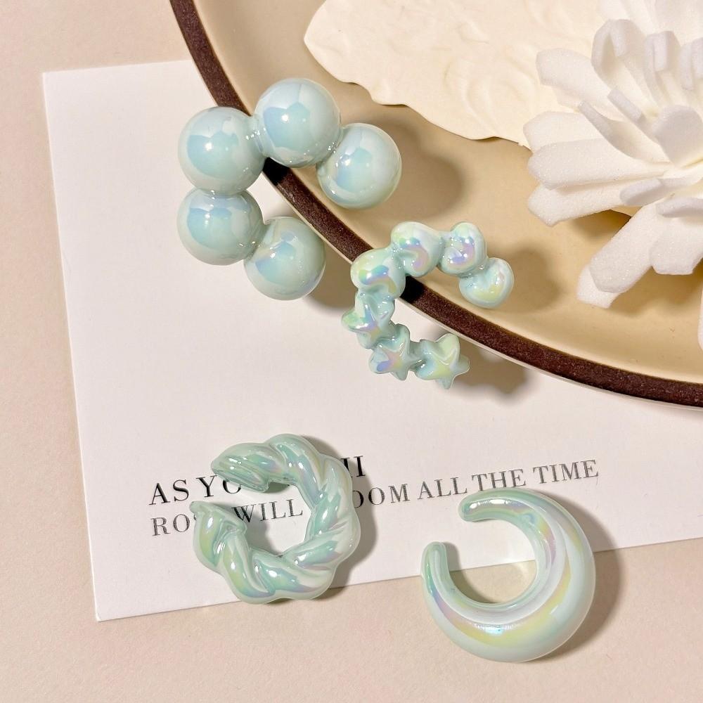 4Pcs/Set Star C-ring Threadless Ear Cuffs Transparent Ear Bone Clips Set Clip On Earrings Travel