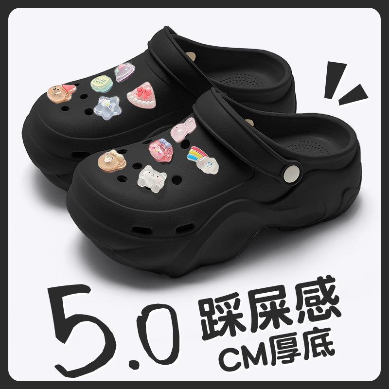 Thick-soled hole shoes summer new outer wear seaside beach non-slip deodorant bag head eva sandals