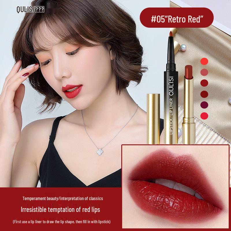 

Ouliss Матовая помада и карандаш для губ с двойным кончиком: Водостойкий, Стойкий, Невыцветающий Блеск для губ для женщин