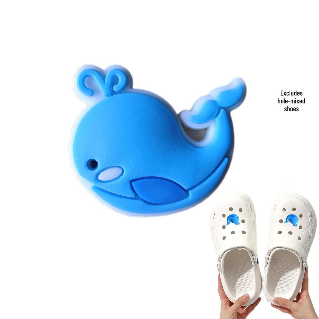 Blue Cartoon PVC Shoe Buckle: Cute Detachable Ornament for Hole Shoes