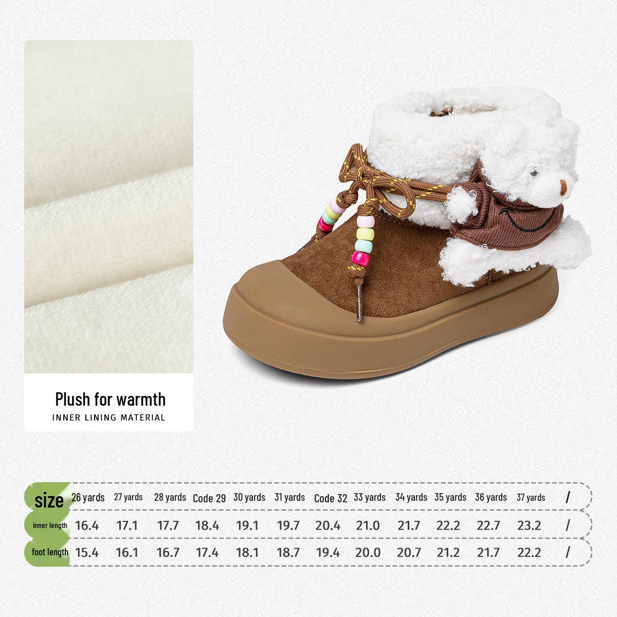 Snuffy Kids  Cartoon Velvet Cotton Boots - 2025 Winter Style for Girls 36