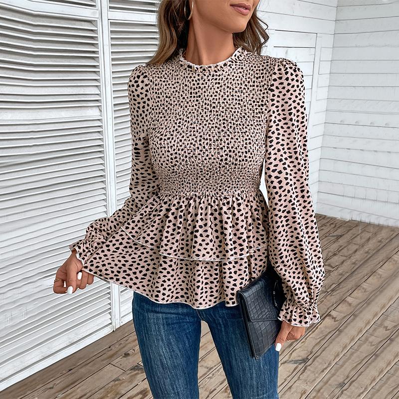 Women's Fashion Casual Spring Autumn Leopard Print Long Sleeve Blouses & Shirts