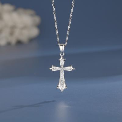 S925 Sterlingsilber Kreuz Anhänger Halskette für Damen Elegante Minimalistische Schlüsselbein Kette