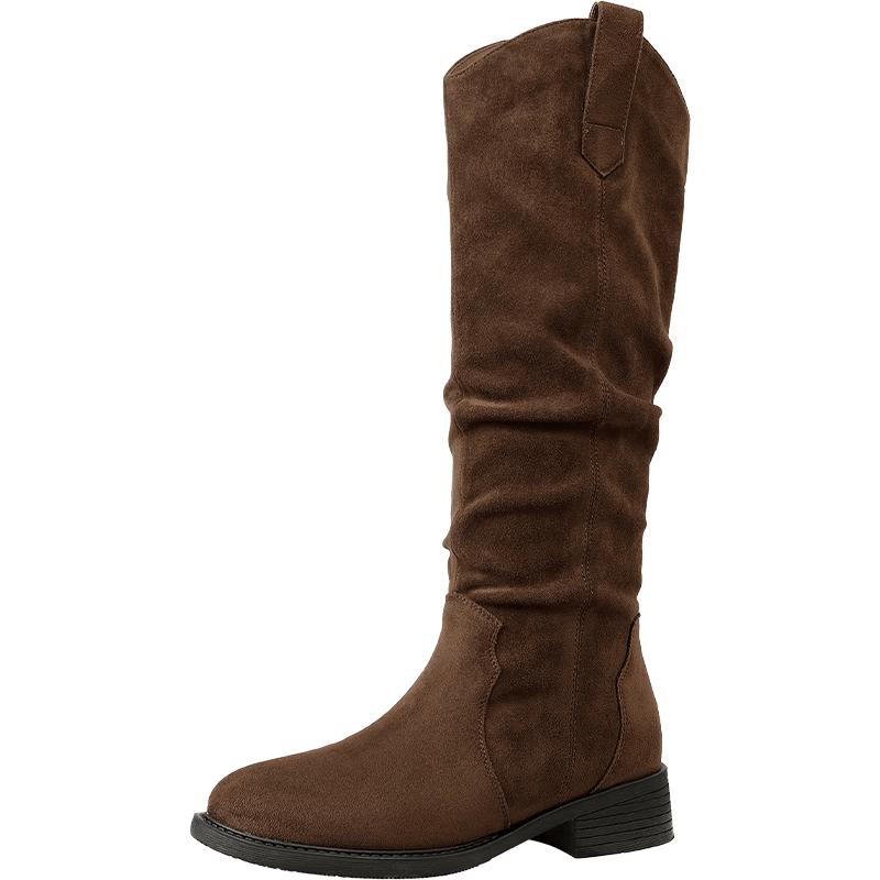 ZHR Women s Chunky Heel Slouchy Western Riding Boots 38