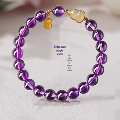 2025 Beliebtes Uruguayischer Amethyst Imitationsarmband für Damen mit Neun Lila Li Feuerkürbis und Fu Karte Kristallschmuck