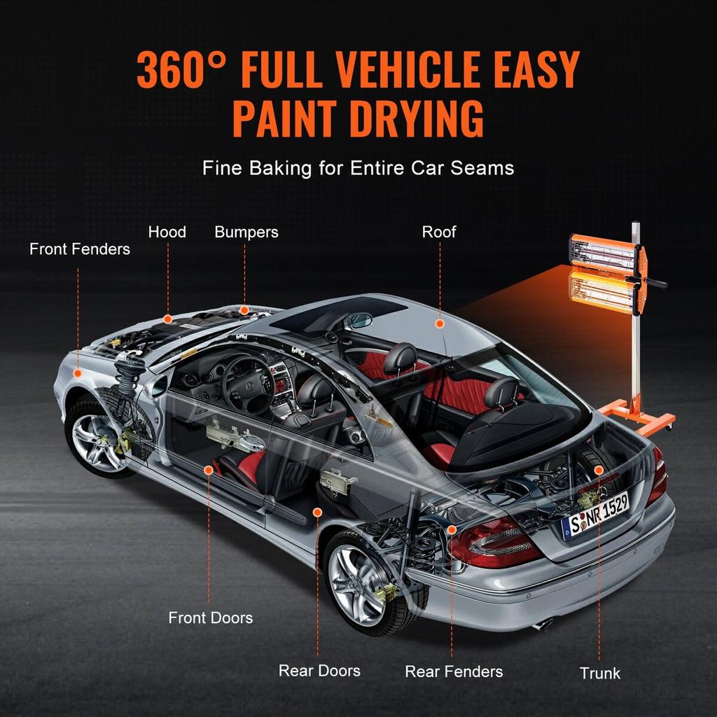 2200W High Power Infrared Paint Curing Lamp for Auto Drying Body Heating