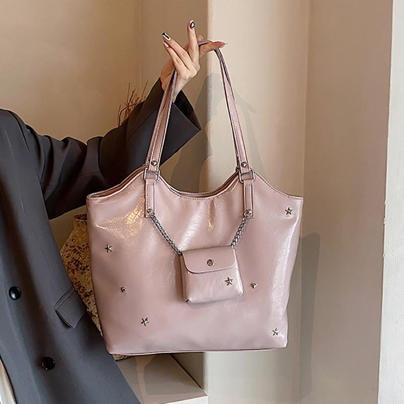 Large Capacity One Shoulder Bags For Women  New Trendy Versatile Pu Leather Tote Bag Female Commuting Shopping Handbags