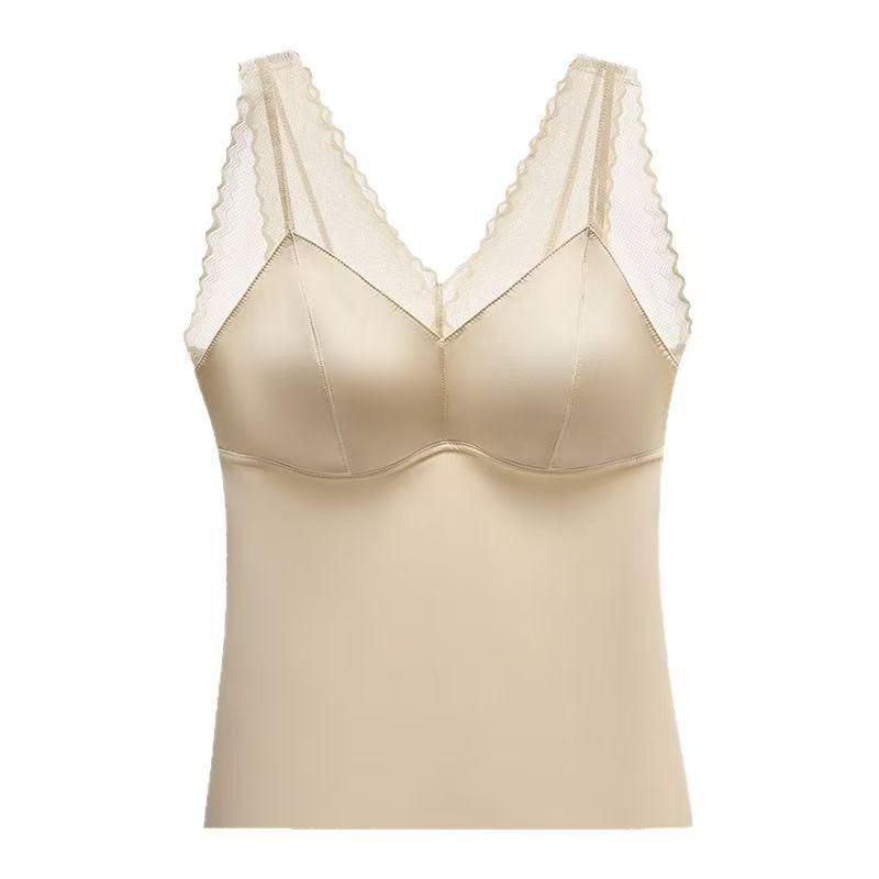Women Lightweight Satin Shaping Slimming Camisole Built In Bra Layering Underwear