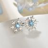 Crystal Zircon Snowflake Stud Earrings For Women Shiny Rhinestone Charm Earring Girls Christmas New Year Birthday Jewelry Gifts