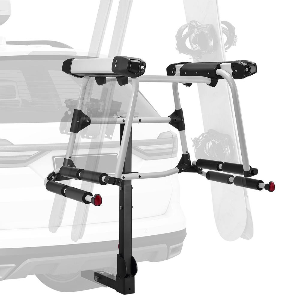 VEVOR Hitch Mounted Ski & Snowboard Rack, Fits 50 Mm Receiver, Carries Up To 6 Pairs of Skis or 4 Snowboards