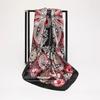 S 90*90Cm Square Silk Scarves Women Hijab Shawls Fashion Print Femme Head Scarf Foulard Bandana Beach Pareo