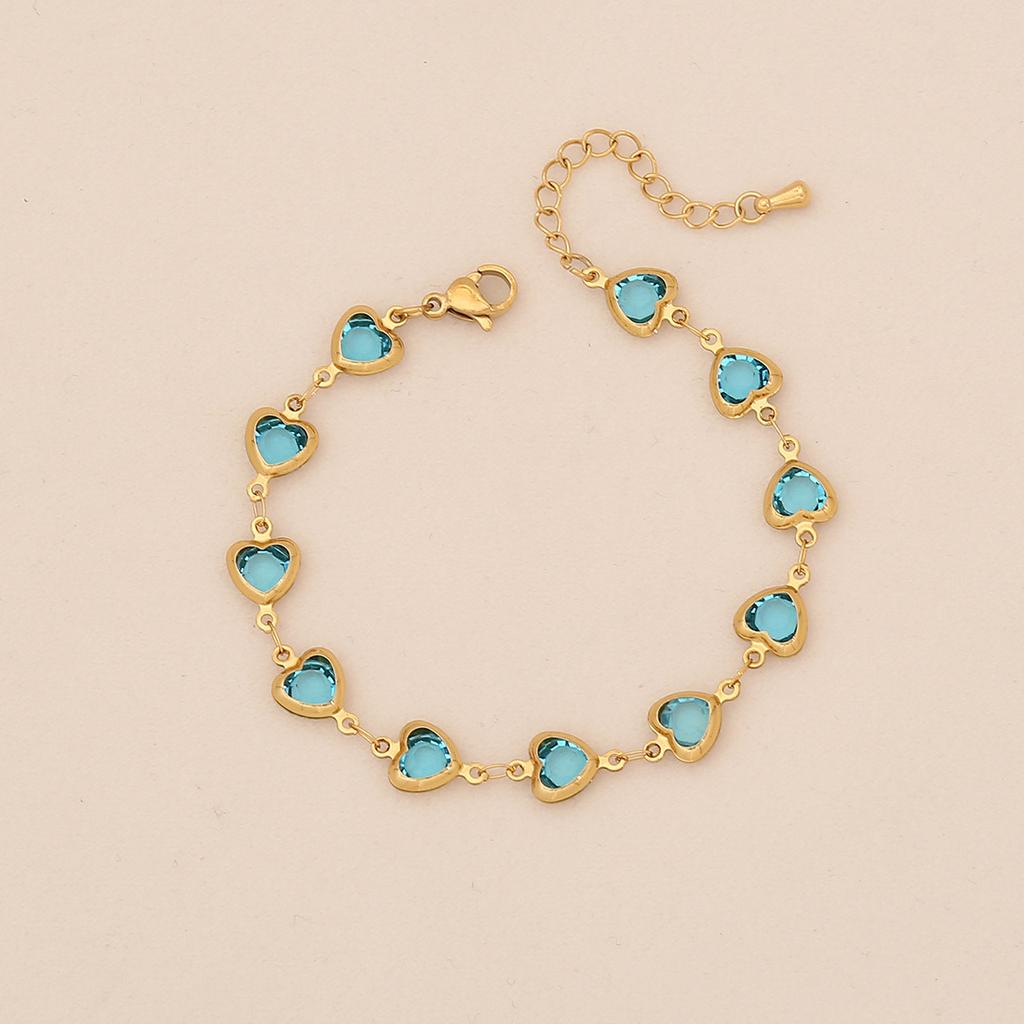 Fashionable Colorful Heart Stainless Steel Bracelet, Trendy Titanium Steel Hand Jewelry, Cross-border Accessories