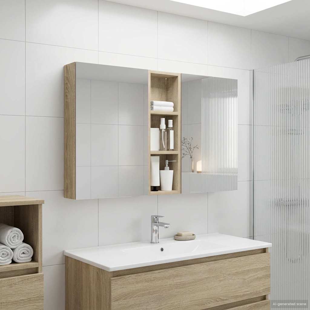 Bathroom Cabinet Set 3 Pcs 100 X 10.5 X 60.5 Cm Particleboard