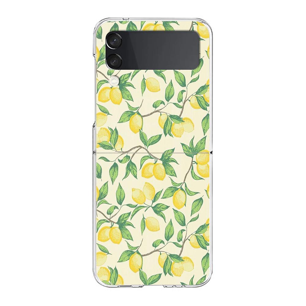

Fruit lemon Phone Case For Samsung Galaxy Z Flip 3 4 5 Hard Folding Clear PC Bumper For Samsung Z Flip 6 Cover Samsung Z Flip 4