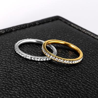 Women's Simple Style Stainless Steel Ring Simple Single Row Thin Section Titanium Steel Finger Ring