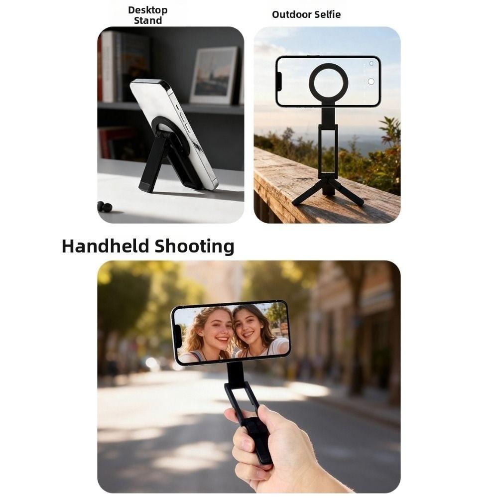 Foldable Magnetic Phone Tripod Creative ABS Phone Handle Holder Ultra-thin Lightweight Dual-sided Magnet Tripod for Home