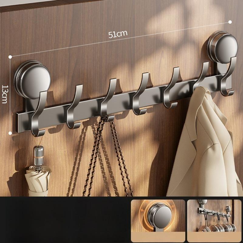 Hakenleiste aus Aluminiumlegierung, Wandmontage mit Doppel-Saugnapf zum Aufhängen, Bohrerfreie Saugnapf-Handtuchstange und Hutständer zum Aufhängen von Handtüchern, Mänteln, Hüten