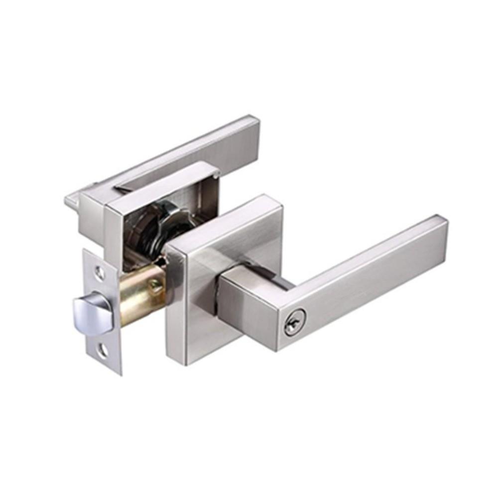 

Aluminum Alloy Three-Bar Door Lock Square Furniture Hardware Three-pole Handle Lock with Keys Modern Style серебряный