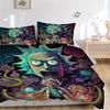 Psychedelic Rick and Morty Artwork Bedding Set Comforter Cover Gift for Bedroom,Includes 1 Cover and 2 Pillowcases, No InsertB552