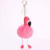 Cute Fluffy Pompom Flamingo Plush Toy Fur Fake Rabbit String Pendant Rope Plush Doll Toys Decor Gift Toy Bag Pendant Toy