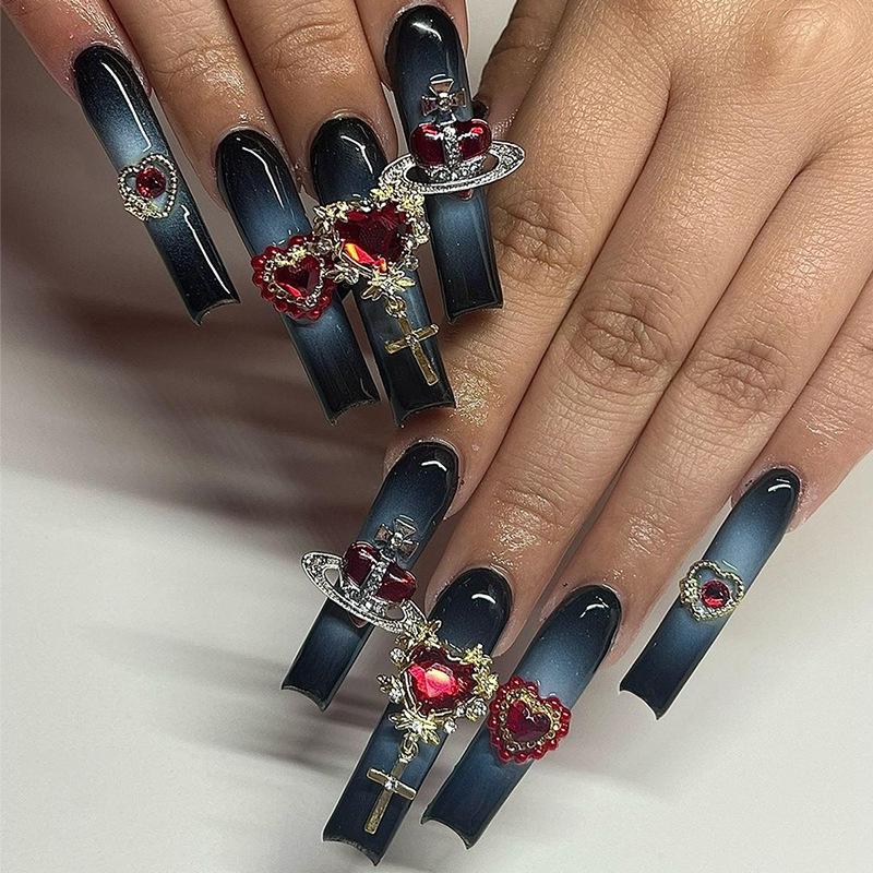 

Removable Dark Halo Red Heart Nail Art with Armor Accents