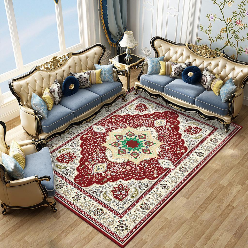 Teppich für Wohnzimmer im europäischen Stil, Kaffeetischmatte, amerikanischer Schlafzimmerteppich für Bettseite