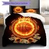 Brennende Kugel Muster Bettwäsche Steppdecke Set Bettbezug Kissenbezug Heimdekoration Geburtstagsgeschenk (1 Bettbezug + 2 Kissenbezüge, ohne Füllung)
