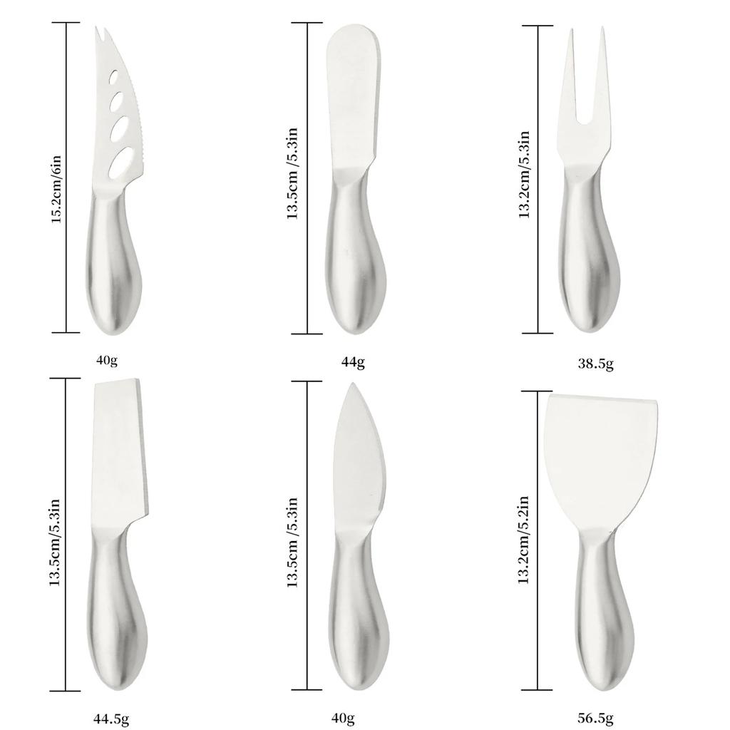 6Pcs/Set Matte Silver Mini Knife Fork Chisel For Butter Cheese Slicer Cutter Stainless Steel Cutlery Tool Kitchen Gadget