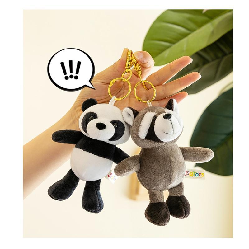 Porte-clés Peluche Animal Mignon Dessin Animé 15CM Tigre Lion Éléphant Hippopotame Tortue Pendentif Sac Rembourré