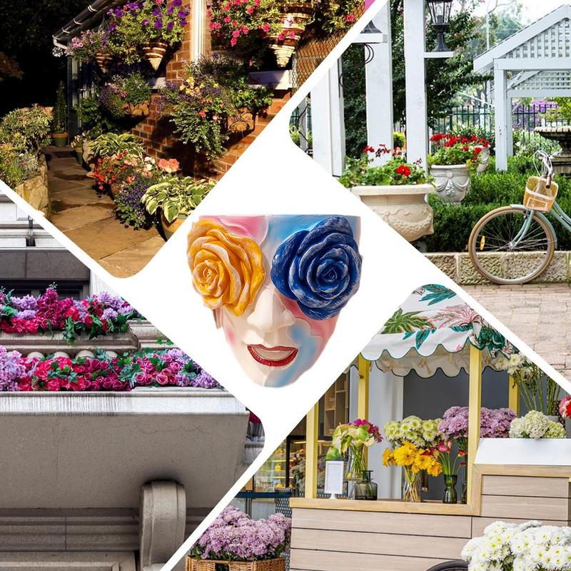 Face Planter Colorful Resin Abstract Face Planter Pots With Rose Eyes Quirky Succulent Planter For Indoor Outdoor Plants Flower