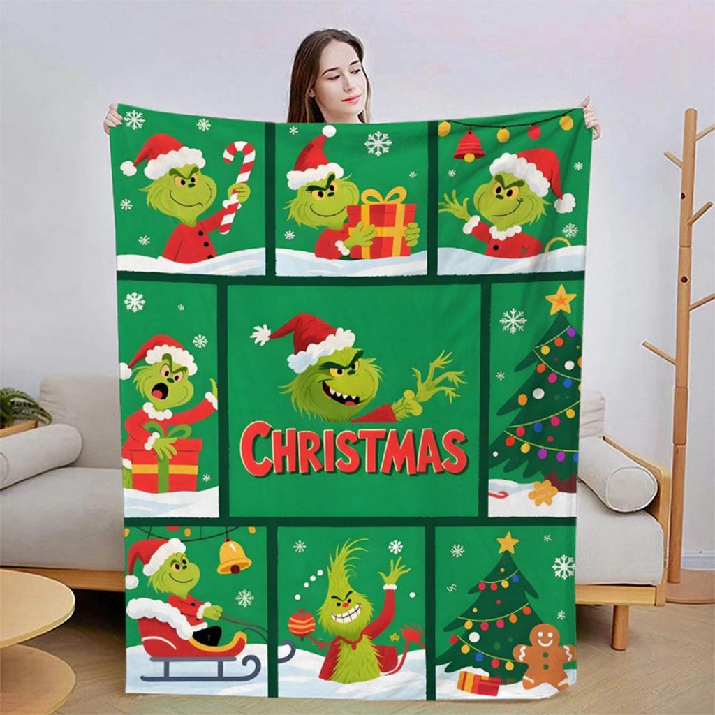 Flannel Blanket Digital Print For Midday Rest Blanket, Christmas Cartoon Air-conditioned Blanket.