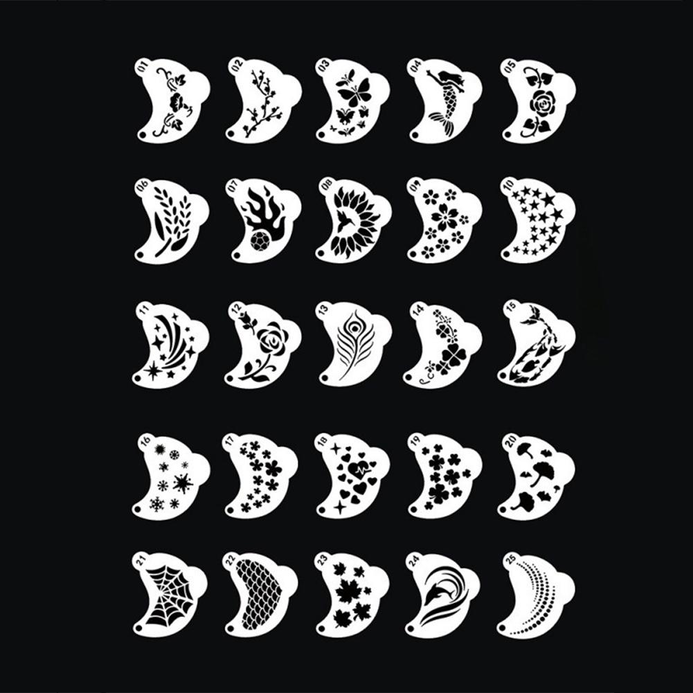 

25Pcs Facial Painting Template Abecedarian Template Face Painting Stencils Performance Stage Makeup Hollowed Rubbing