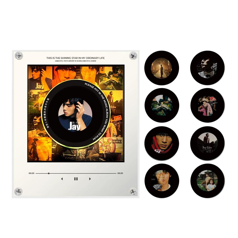 NFC Induction Rotating Vinyl Disc Player Magnetic Refrigerator Sticker Built-in Speaker Auto Singing Night Light Creative Decor